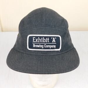 Exhibit A Brewing Company 5 Panel Hat Adjustable Logo Patch Gray Beer